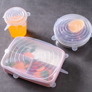 保鲜神器 可可尚佳 食品级 加厚万能硅胶密封盖 6个 大小可拉伸